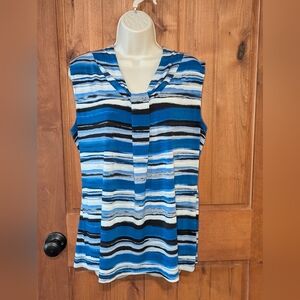 Dana Buchman Blue‎ Sleeveless Sailor Collar Blouse